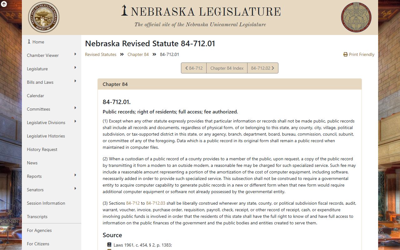 Nebraska public records definition statute used for Lancaster County requests