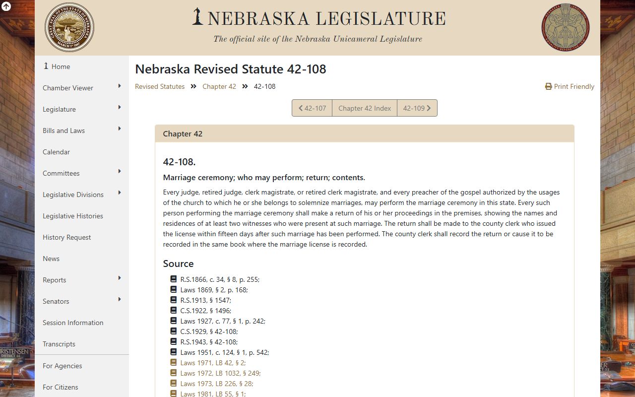 Lancaster County marriage solemnization and license return statute