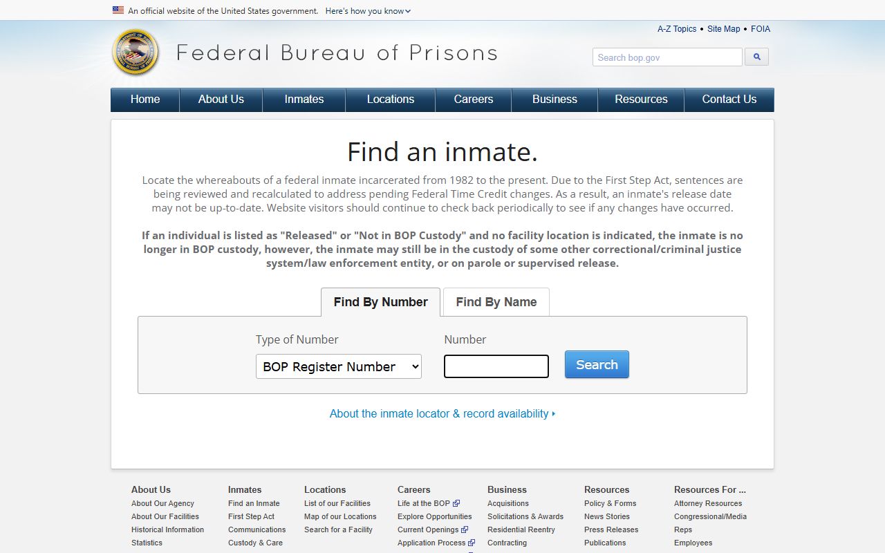 Lancaster County released inmates federal BOP inmate locator search